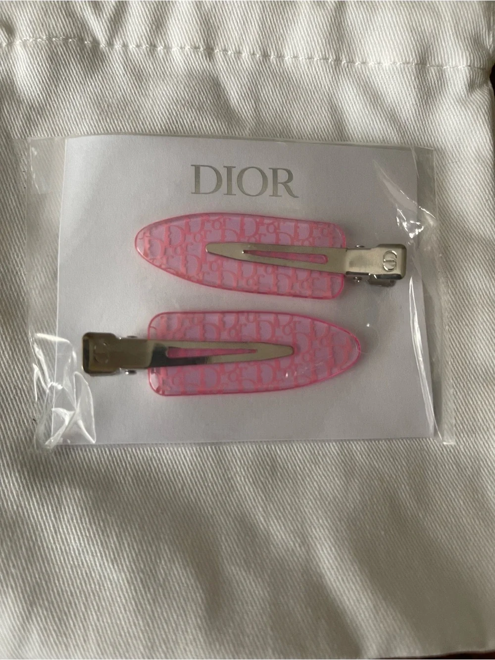 Dior Pink Signature Snap Hair Clips – Set of 2